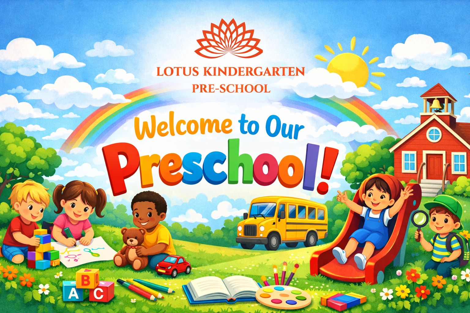 Lotus Kindergarten hero background illustration